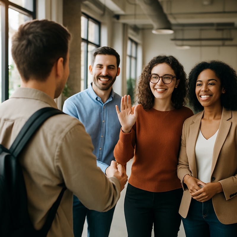 personne rencontrant une nouvelle équipe lors de son premier jour de travail-1